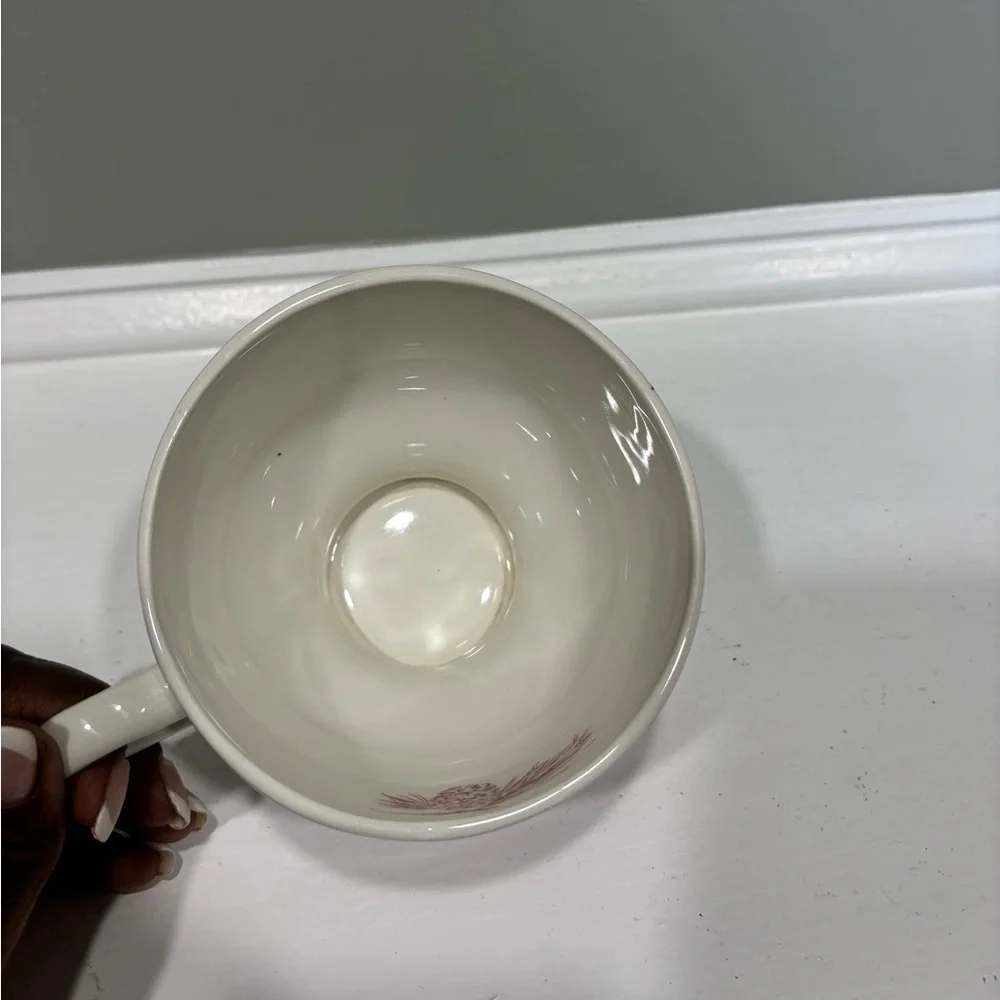 Anthropologie Christmas Toile Holiday Mug Red/White Scenic Teacup - Picture 7 of 7